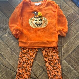 Orange sequence Pumpkin girls outfit